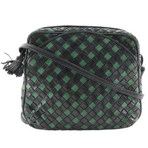 BOTTEGAVENETA Intrecciato Shoulder Bag Black / green Calfskin Women